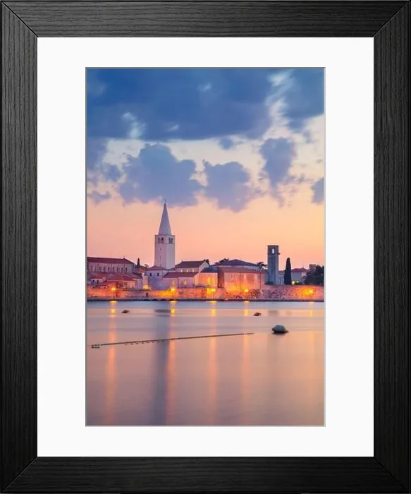 Framed Print : Porec, Croatia. Cityscape image of Porec, Croatia with the Euphrasian Basilica located on Istrian Peninsula at summer sunset Framed Print : Porec, Croatia. Cityscape image of Porec, Croatia with the Euphrasian Basilica located on Istrian Peninsula at summer sunset