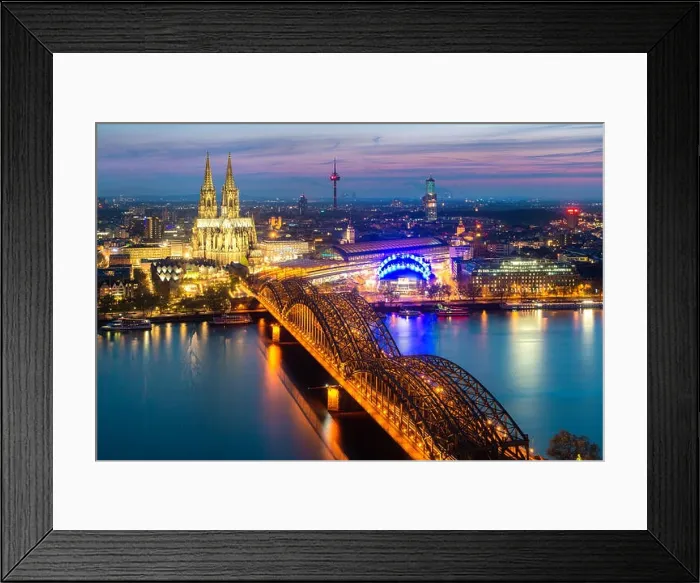 Framed Print : Image of Cologne with Cologne Cathedral during twilight blue hour in Germany