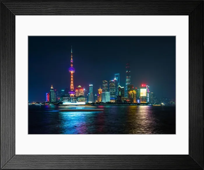 Framed Print : View of Shanghai at Lujiazui finance and business district trade zone skyscraper in night, Shanghai China Framed Print : View of Shanghai at Lujiazui finance and business district trade zone skyscraper in night, Shanghai China