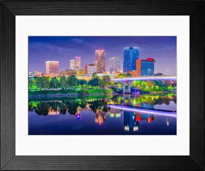 Framed Print : Little Rock, Arkansas, USA skyline on the Arkansas River at dusk Framed Print : Little Rock, Arkansas, USA skyline on the Arkansas River at dusk