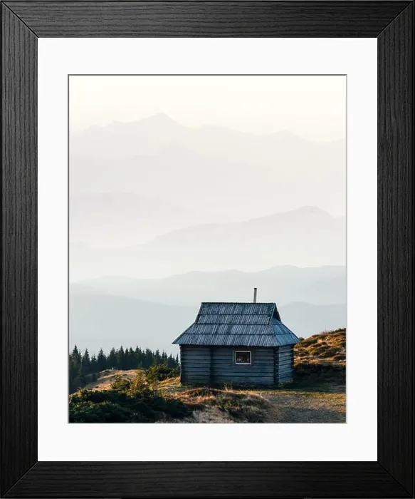 Framed Print : Mountain cabin during sunrise Framed Print : Mountain cabin during sunrise