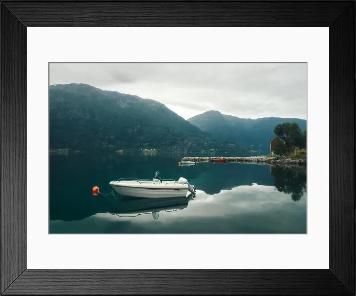 Framed Print : Morning view of white boat Framed Print : Morning view of white boat