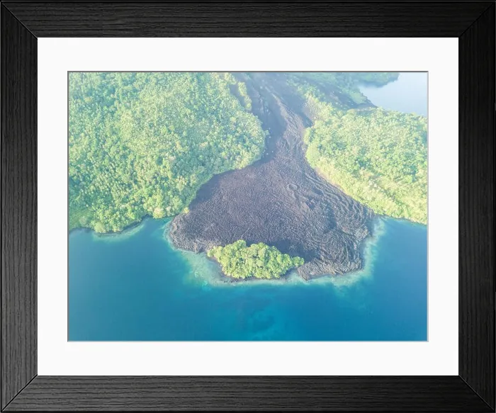 Framed Print : A recent lava flow is seen from a birds eye view on Banda Neira in the Banda Sea. This region is in the Coral Triangle and has high biodiversity Framed Print : A recent lava flow is seen from a birds eye view on Banda Neira in the Banda Sea. This region is in the Coral Triangle and has high biodiversity