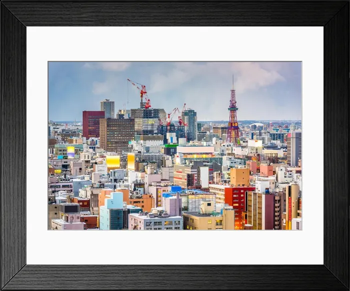 Framed Print : Sapporo, Japan downtown city skyline Framed Print : Sapporo, Japan downtown city skyline