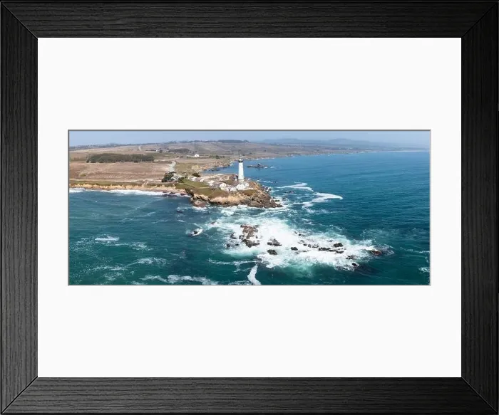 Framed Print : Cold Pacific Ocean waves crash against the rugged and scenic northern California coastline where a lighthouse stands just north of Santa Cruz Framed Print : Cold Pacific Ocean waves crash against the rugged and scenic northern California coastline where a lighthouse stands just north of Santa Cruz
