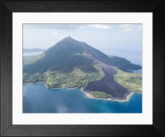 Framed Print : A recent lava flow is seen from a birds eye view on Banda Neira in the Banda Sea. This region is in the Coral Triangle and has high biodiversity Framed Print : A recent lava flow is seen from a birds eye view on Banda Neira in the Banda Sea. This region is in the Coral Triangle and has high biodiversity