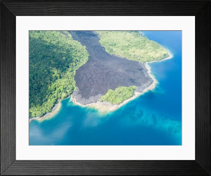 Framed Print : A recent lava flow is seen from a birds eye view on Banda Neira in the Banda Sea. This region is in the Coral Triangle and has high biodiversity Framed Print : A recent lava flow is seen from a birds eye view on Banda Neira in the Banda Sea. This region is in the Coral Triangle and has high biodiversity