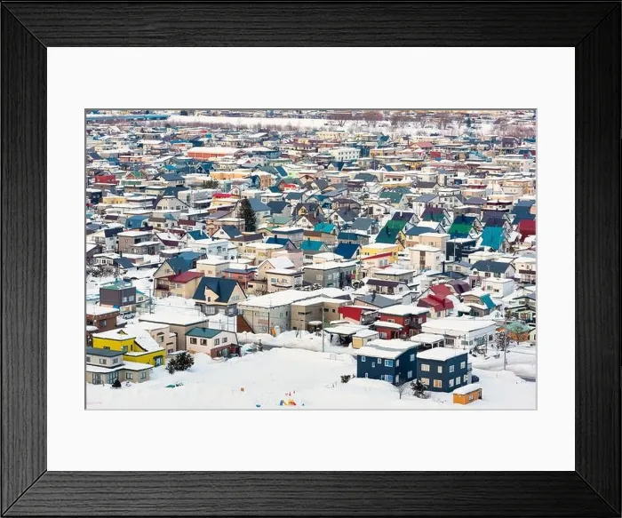 Framed Print : Asahikawa, Japan twilight winter cityscape in Hokkaido Framed Print : Asahikawa, Japan twilight winter cityscape in Hokkaido