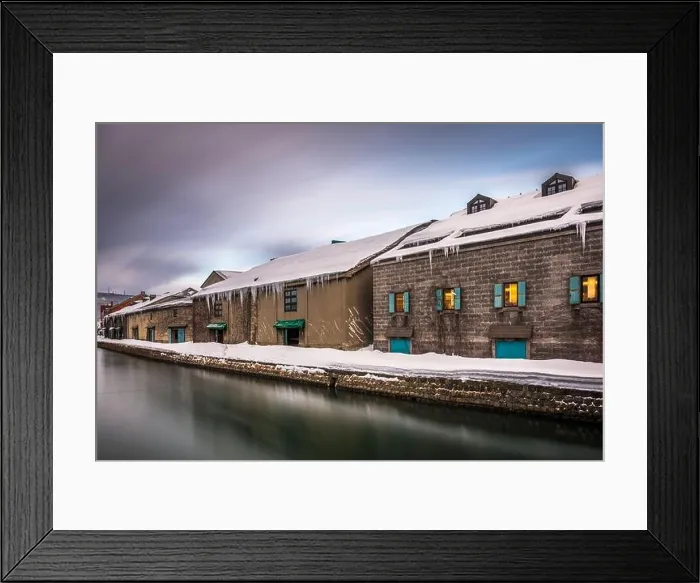 Framed Print : Otaru, Japan winter skyline on the canals Framed Print : Otaru, Japan winter skyline on the canals