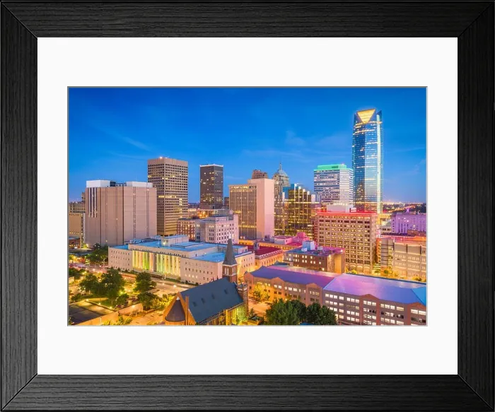 Framed Print : Oklahoma City, Oklahoma, USA downtown skyline at twilight Framed Print : Oklahoma City, Oklahoma, USA downtown skyline at twilight