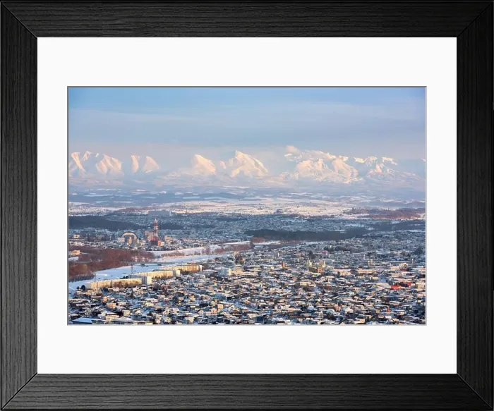 Framed Print : Asahikawa, Japan winter cityscape in Hokkaido at dusk Framed Print : Asahikawa, Japan winter cityscape in Hokkaido at dusk