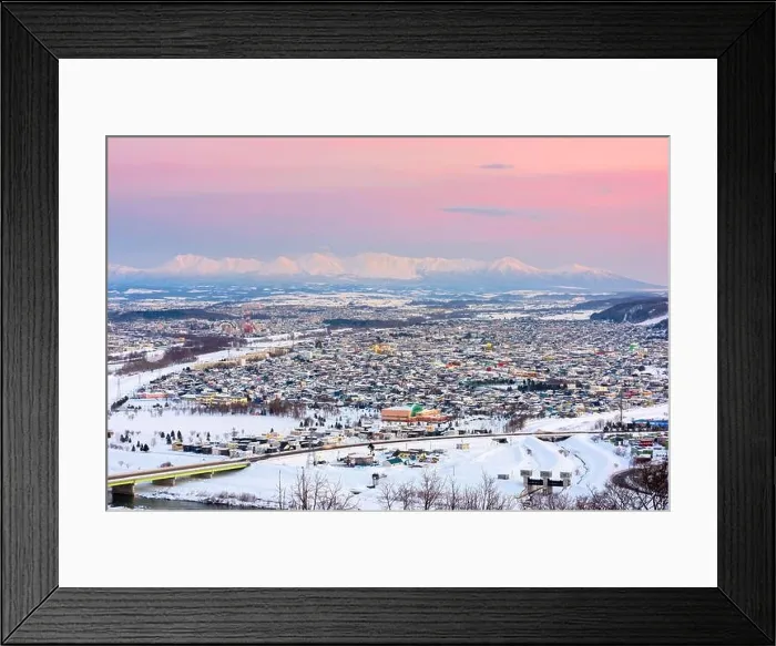 Framed Print : Asahikawa, Japan twilight winter cityscape in Hokkaido