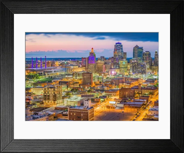 Framed Print : Kansas City, Missouri, USA downtown cityscape at twilight Framed Print : Kansas City, Missouri, USA downtown cityscape at twilight