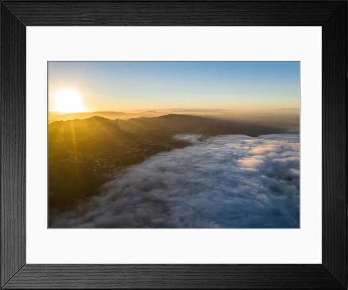 Framed Print : Sunrise illuminates the ever-present marine layer that drifts into the San Francisco Bay Area of California Framed Print : Sunrise illuminates the ever-present marine layer that drifts into the San Francisco Bay Area of California