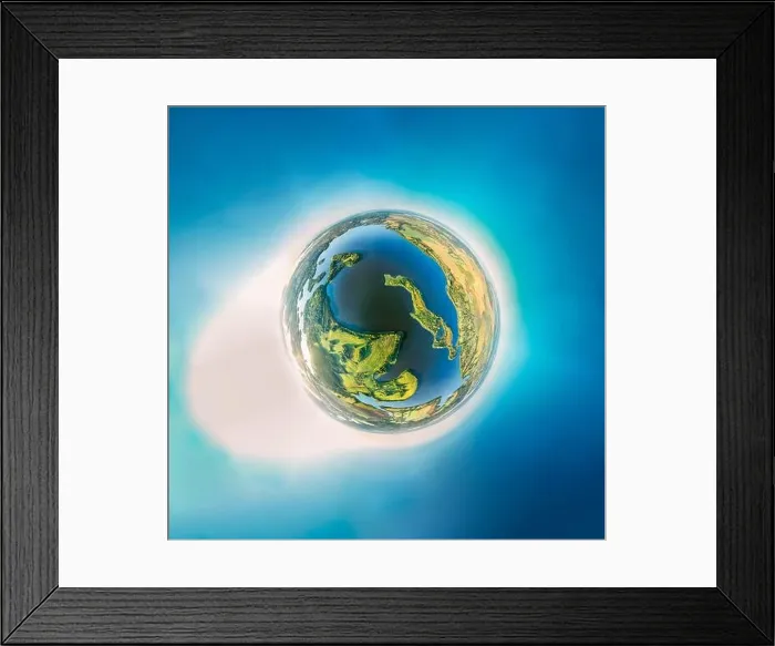 Framed Print : Aerial View Green Forest Woods And Lepel Lake Landscape In Autumn Morning. Top View Of Beautiful European Nature From High Attitude. Drone View. Bird