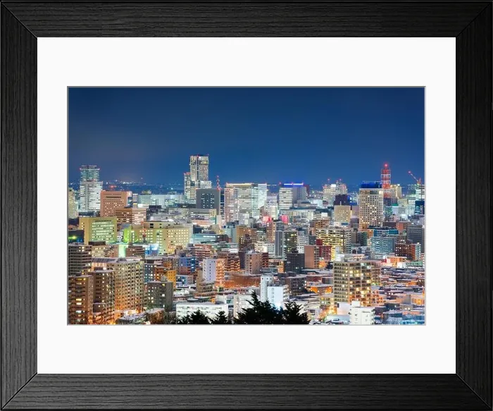 Framed Print : Sapporo, Japan downtown cityscape at night Framed Print : Sapporo, Japan downtown cityscape at night