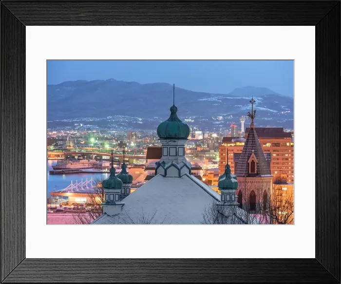 Framed Print : Hakodate, Japan orthodox church and cityscape Framed Print : Hakodate, Japan orthodox church and cityscape