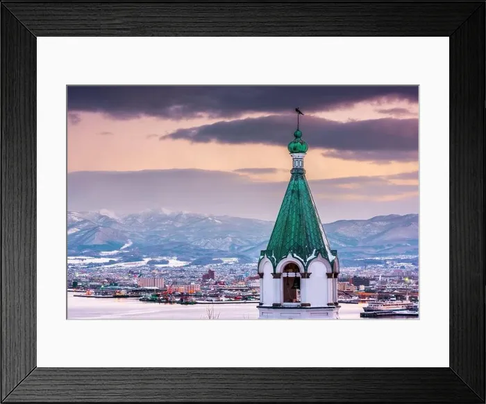 Framed Print : Hakodate, Japan orthodox church and cityscape Framed Print : Hakodate, Japan orthodox church and cityscape