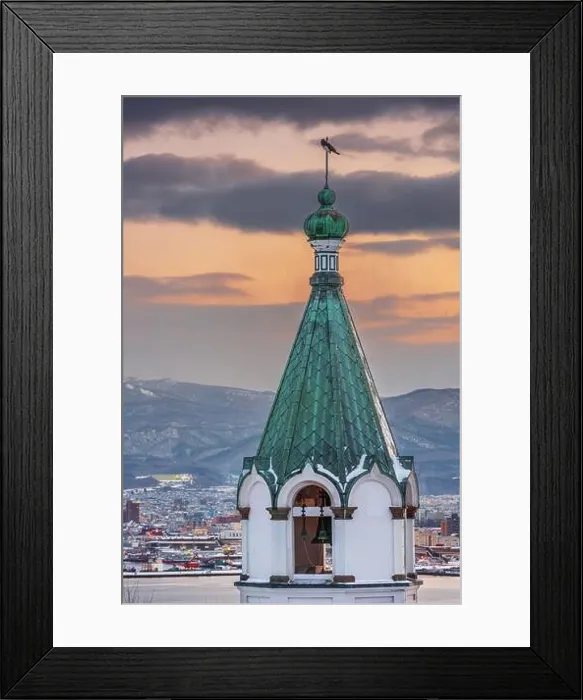 Framed Print : Hakodate, Japan orthodox church and cityscape Framed Print : Hakodate, Japan orthodox church and cityscape