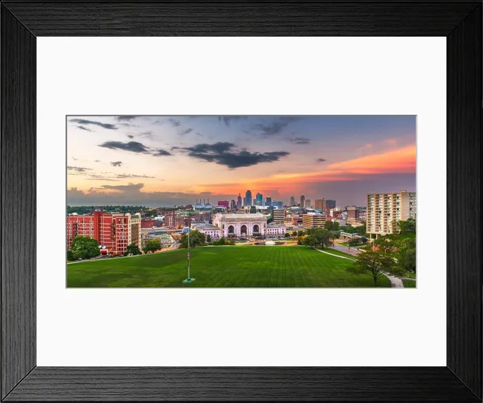 Framed Print : Kansas City, Missouri, USA downtown skyline with Union Station at dusk Framed Print : Kansas City, Missouri, USA downtown skyline with Union Station at dusk