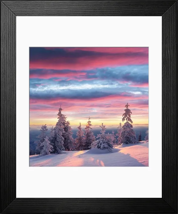Framed Print : Fantastic winter landscape in snowy mountains glowing by morning sunlight. Dramatic wintry scene with frozen snowy trees at sunrise Framed Print : Fantastic winter landscape in snowy mountains glowing by morning sunlight. Dramatic wintry scene with frozen snowy trees at sunrise