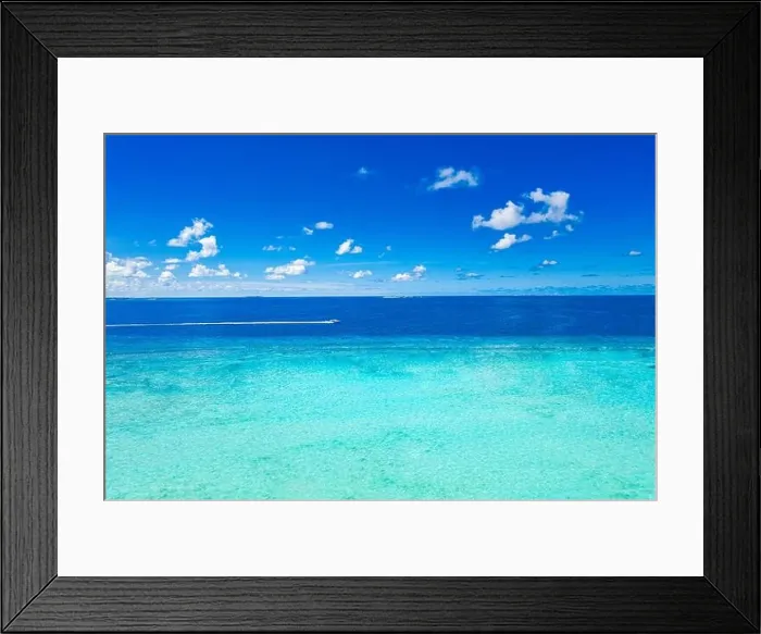 Framed Print : Amazing seascape, beautiful turquoise tropical ocean water with boat on it top view aerial photo. Maldives Indian ocean, aerial seascape, landscape Framed Print : Amazing seascape, beautiful turquoise tropical ocean water with boat on it top view aerial photo. Maldives Indian ocean, aerial seascape, landscape