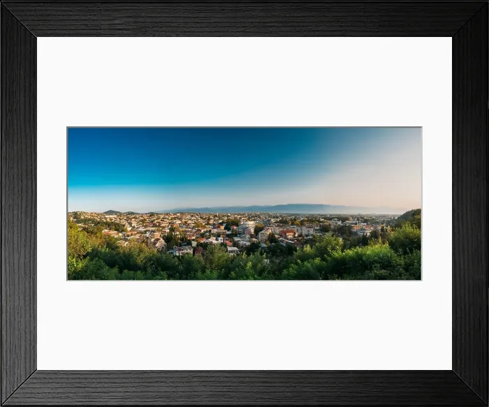 Framed Print : Kutaisi, Georgia. Panorama Cityscape In Sunny Autumn Evening. Panoramic View