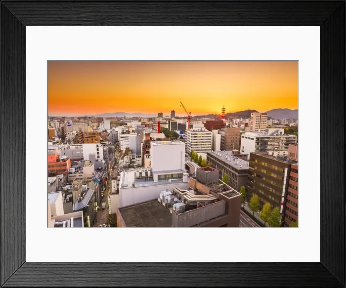 Framed Print : Kumamoto, Japan downtown skyline at dusk Framed Print : Kumamoto, Japan downtown skyline at dusk