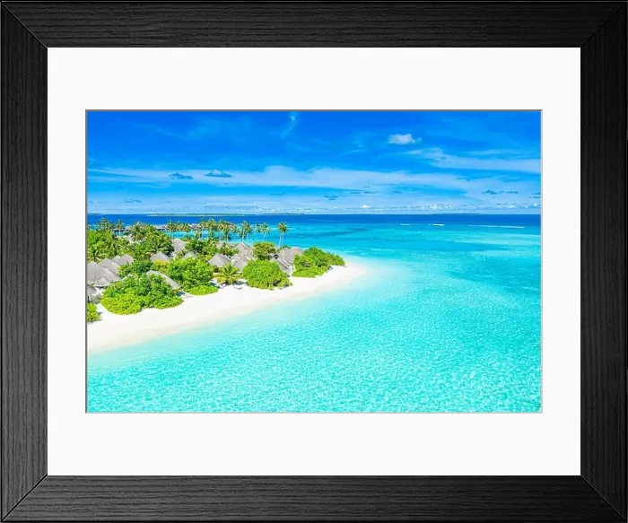 Framed Print : Aerial view of beach in Maldives luxury resort villas, bungalows. Seascape, paradise island landscape, tropical nature pattern. Amazing drone view Framed Print : Aerial view of beach in Maldives luxury resort villas, bungalows. Seascape, paradise island landscape, tropical nature pattern. Amazing drone view