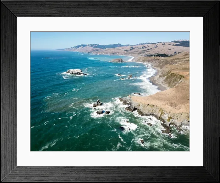 Framed Print : The cold Pacific Ocean washes against the rugged and wild Sonoma coastline in northern California Framed Print : The cold Pacific Ocean washes against the rugged and wild Sonoma coastline in northern California