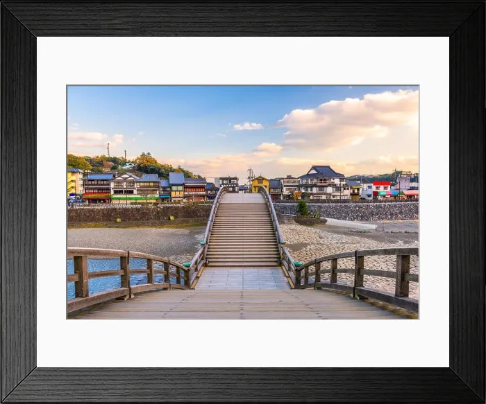 Framed Print : Iwakuni, Japan from Kintaikyo Bridge over the Nishiki River Framed Print : Iwakuni, Japan from Kintaikyo Bridge over the Nishiki River