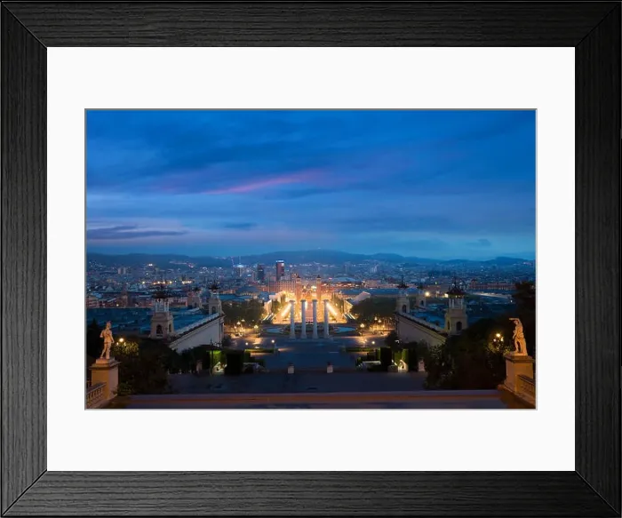 Framed Print : View of Barcelona, Spain. Plaza de Espana at evening with twilight sky in Barcelona, Spain Framed Print : View of Barcelona, Spain. Plaza de Espana at evening with twilight sky in Barcelona, Spain