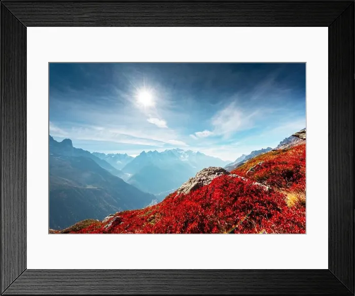 Framed Print : Amazing view on Monte Bianco mountains range with with Monblan on background. Vallon de Berard Nature Preserve, Chamonix, Graian Alps Framed Print : Amazing view on Monte Bianco mountains range with with Monblan on background. Vallon de Berard Nature Preserve, Chamonix, Graian Alps