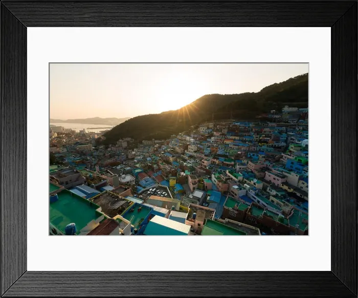 Framed Print : Gamcheon Culture Village formed by houses built in staircase-fashion on the foothills of a coastal mountain in Busan, South Korea Framed Print : Gamcheon Culture Village formed by houses built in staircase-fashion on the foothills of a coastal mountain in Busan, South Korea