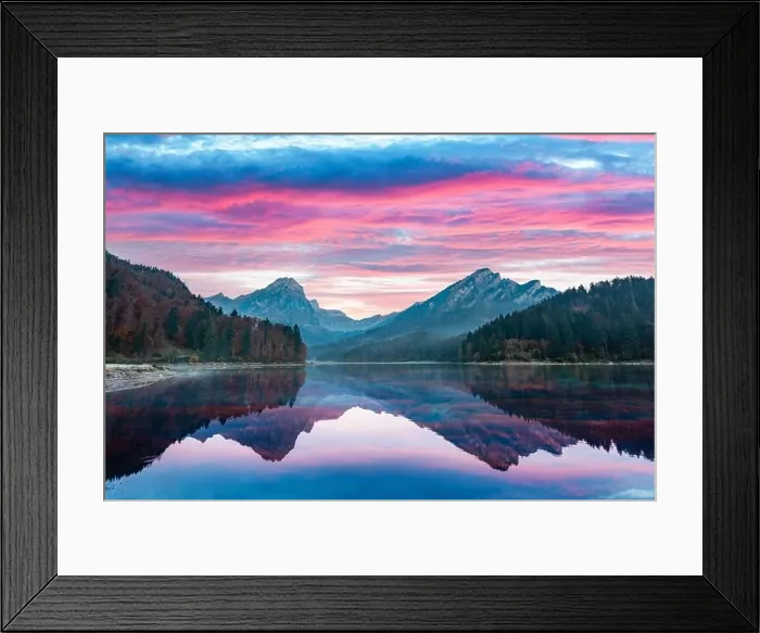 Framed Print : Peaceful autumn view on Obersee lake in Swiss Alps. Dramatic sunset sky and mountains reflections in clear water. Nafels village, Switzerland Framed Print : Peaceful autumn view on Obersee lake in Swiss Alps. Dramatic sunset sky and mountains reflections in clear water. Nafels village, Switzerland