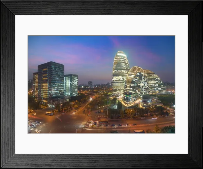 Framed Print : Beijing cityscape and famous landmark building in WangJing Soho area at night in Beijing, China Framed Print : Beijing cityscape and famous landmark building in WangJing Soho area at night in Beijing, China