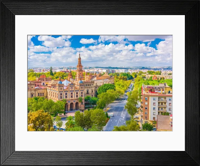Framed Print : Seville, Spain cityscape with Plaza de Espana buildings Framed Print : Seville, Spain cityscape with Plaza de Espana buildings