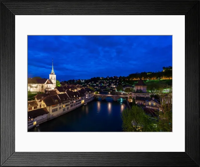 Framed Print : Bern. Image of Bern, capital city of Switzerland, during dramatic sunset