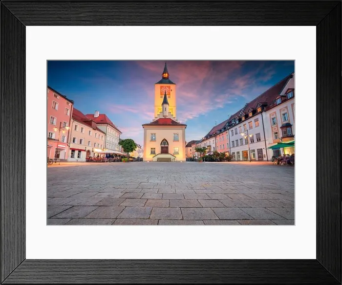 Framed Print : Deggendorf, Germany. Cityscape image of downtown Deggendorf, Bavaria, Germany at sunset Framed Print : Deggendorf, Germany. Cityscape image of downtown Deggendorf, Bavaria, Germany at sunset