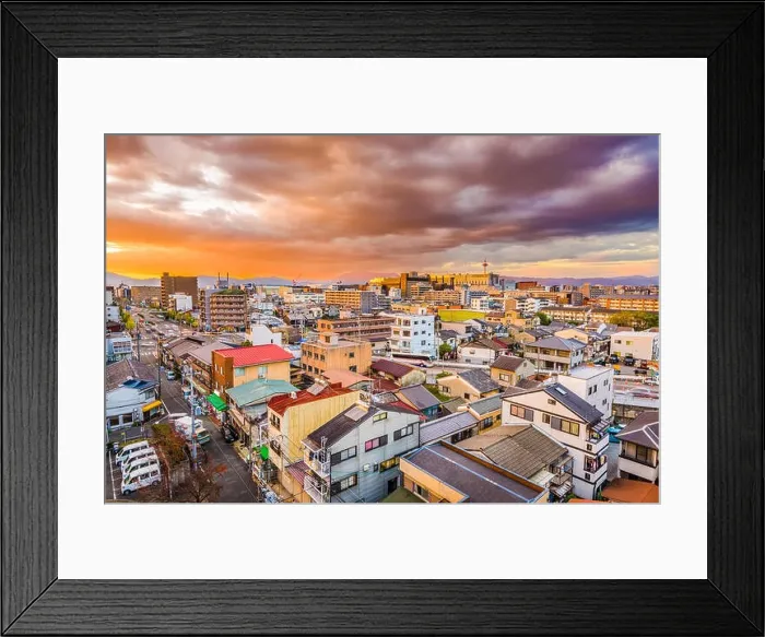 Framed Print : Kyoto, Japan downtown skyline at dusk Framed Print : Kyoto, Japan downtown skyline at dusk