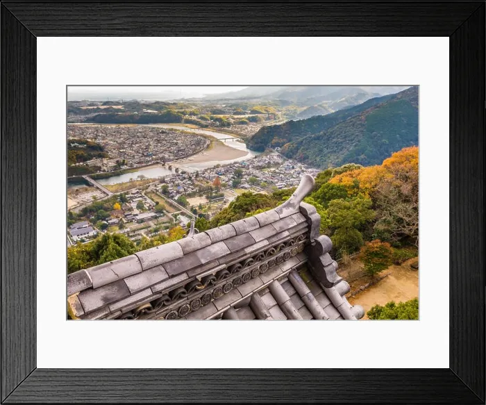 Framed Print : Iwakuni, Japan town view from the castle tower Framed Print : Iwakuni, Japan town view from the castle tower