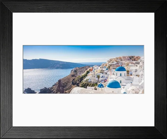 Framed Print : Amazingly beautiful travel landscape, summer scenery in Santorini, Greece. Blue sky and sea view with white architecture, inspirational vacation photo Framed Print : Amazingly beautiful travel landscape, summer scenery in Santorini, Greece. Blue sky and sea view with white architecture, inspirational vacation photo