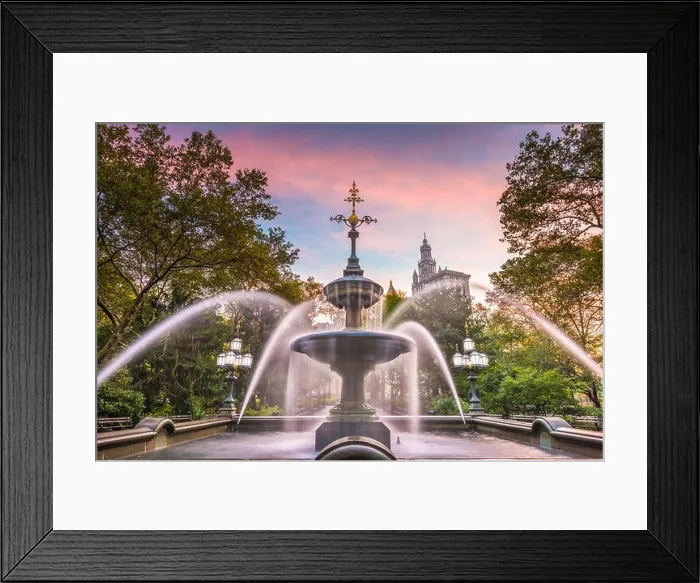 Framed Print : New York, New York, USA at City Hall Park Fountain Framed Print : New York, New York, USA at City Hall Park Fountain