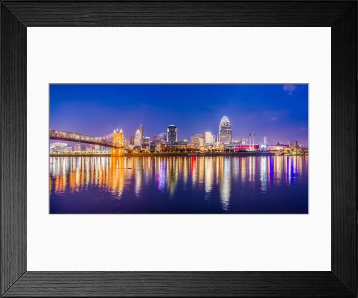 Framed Print : Cincinnati, Ohio, USA skyline on the river at dusk Framed Print : Cincinnati, Ohio, USA skyline on the river at dusk