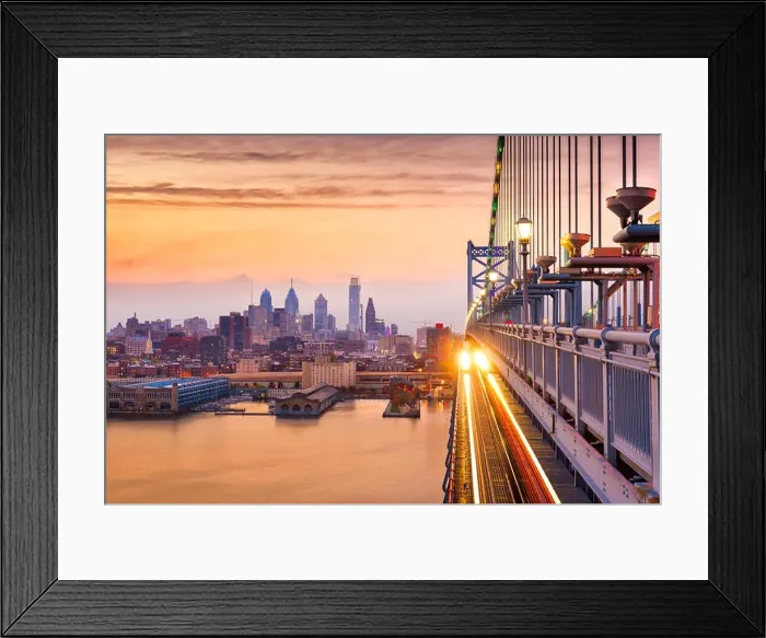 Framed Print : Philadelphia, Pennsylvania, USA downtown skyline from the Benjamin Franklin Bridge Framed Print : Philadelphia, Pennsylvania, USA downtown skyline from the Benjamin Franklin Bridge