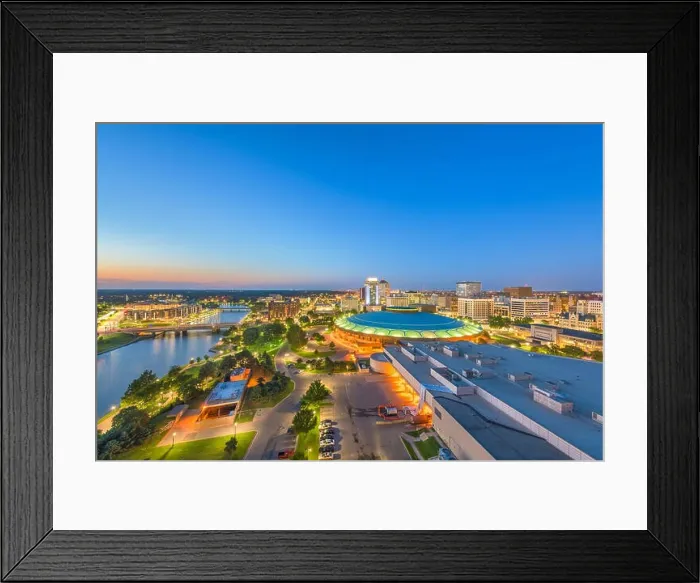 Framed Print : Wichita, Kansas, USA downtown skyline at dusk Framed Print : Wichita, Kansas, USA downtown skyline at dusk