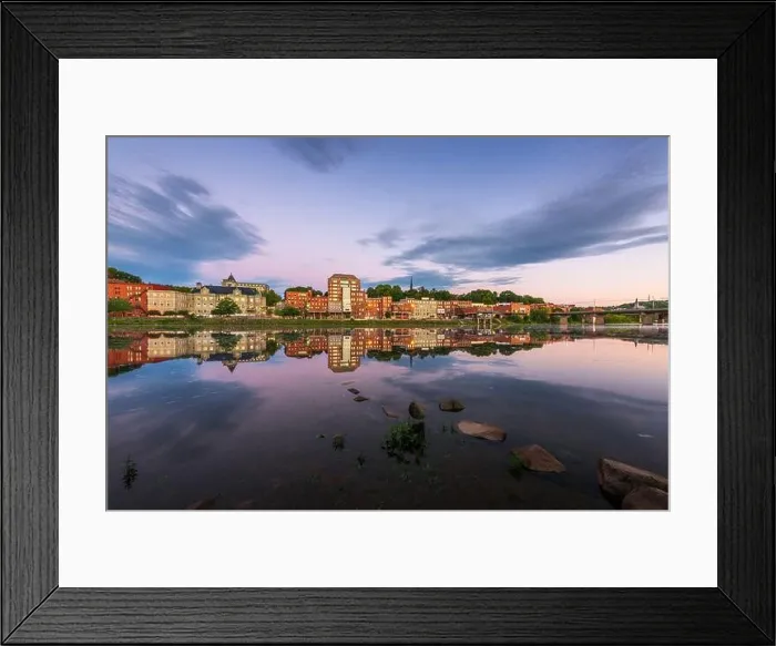 Framed Print : Augusta, Maine, USA downtown skyline on the Kennebec River at twilight Framed Print : Augusta, Maine, USA downtown skyline on the Kennebec River at twilight