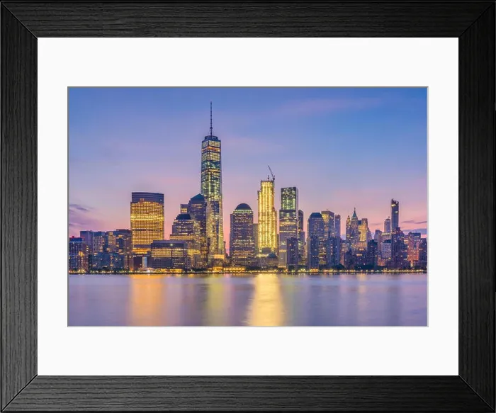 Framed Print : New York, New York, Lower Manhattan Skyline from across the Hudson River at dawn Framed Print : New York, New York, Lower Manhattan Skyline from across the Hudson River at dawn