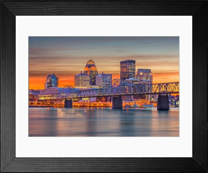 Framed Print : Louisville, Kentucky, USA downtown skyline at the river at dusk Framed Print : Louisville, Kentucky, USA downtown skyline at the river at dusk