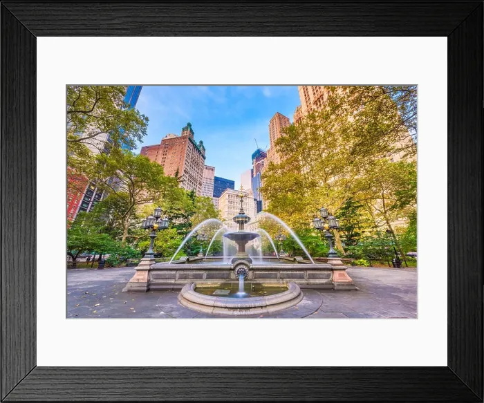 Framed Print : New York, New York, USA at City Hall Park Fountain Framed Print : New York, New York, USA at City Hall Park Fountain